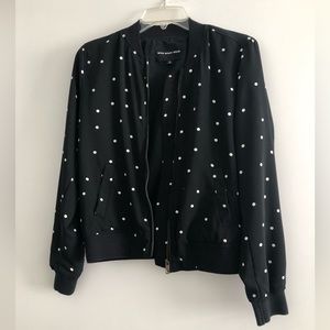 Who What Wear black and white polka dot zip up jacket